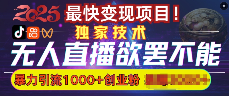 欲罢不能的无人直播引流，超暴力日引流1000+高质量精准创业粉-蜗牛项目网