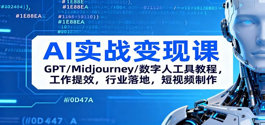 AI实战变现课:GPT/Midjourney/数字人工具教程,工作提效,行业落地,短视频制作-蜗牛项目网