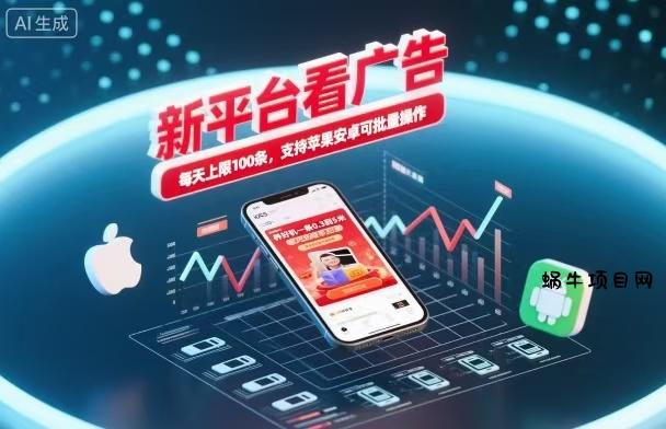 新台看广告，养好机一条5毛到5块，单机日入30到100，支持苹果安卓，可批量操作。-蜗牛项目网