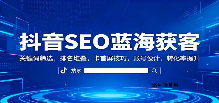 抖音SEO蓝海获客:关键词筛选,排名堆叠,卡首屏技巧,账号设计,转化率提升-蜗牛项目网