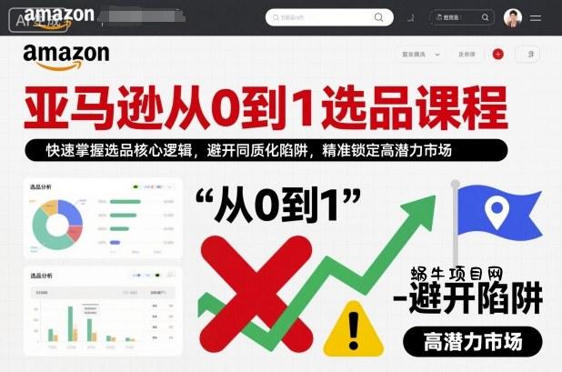 亚马逊从0到1选品课程,快速掌握选品核心逻辑,避开同质化陷阱,精准锁定高潜力市场-蜗牛项目网