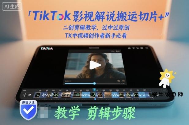 TikTok影视解说搬运切片+二创剪辑教学，过中过原创，TK中视频创作者新手必看-蜗牛项目网