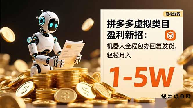 拼多多虚拟类目盈利新招：机器人全程包办回复发货，轻松月入 1-5W-蜗牛项目网