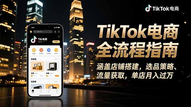 TikTok电商全流程指南,涵盖店铺搭建、选品策略、流量获取,单店月入过万-蜗牛项目网