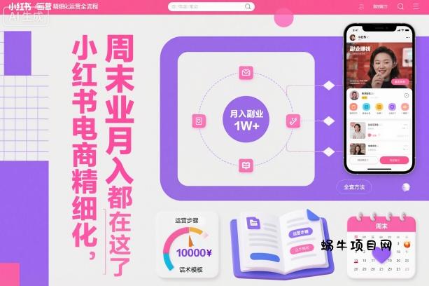 小红书电商精细化运营全流程,周末副业月入1W+,全套方法都在这了-蜗牛项目网