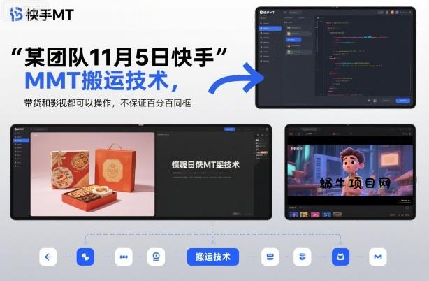 某团队11月5日快手MT搬运技术，带货和影视都可以操作，不保证百分百同框，自测-蜗牛项目网