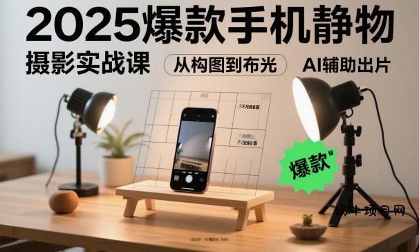 2025爆款手机静物摄影实战课,从构图到布光,不用贵设备,AI辅助出片-蜗牛项目网