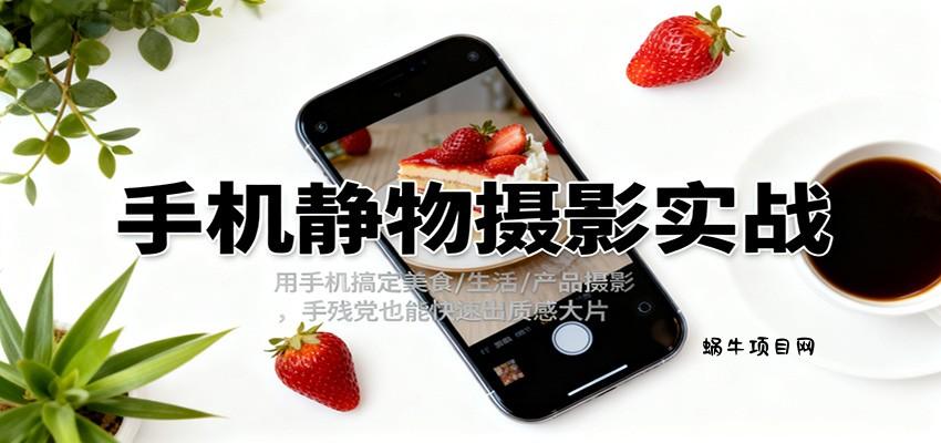 手机静物摄影实战，用手机搞定美食/生活/产品摄影，手残党也能快速出质感大片-蜗牛项目网