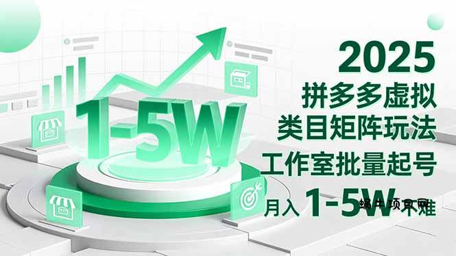 2025 拼多多虚拟类目矩阵玩法，工作室批量起号，月入 1-5W 不难-蜗牛项目网