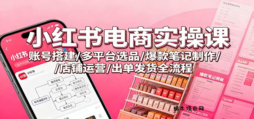 小红书电商实操课：账号搭建/多平台选品/爆款笔记制作/店铺运营/出单发货全流程-蜗牛项目网