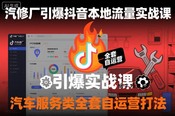 汽修厂引爆抖音本地流量实战课，汽车服务类全套自运营打法-蜗牛项目网