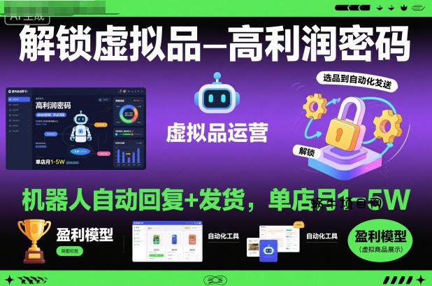 解锁虚拟品高利润密码:机器人自动回复+发货,单店月1-5W【揭秘】-蜗牛项目网