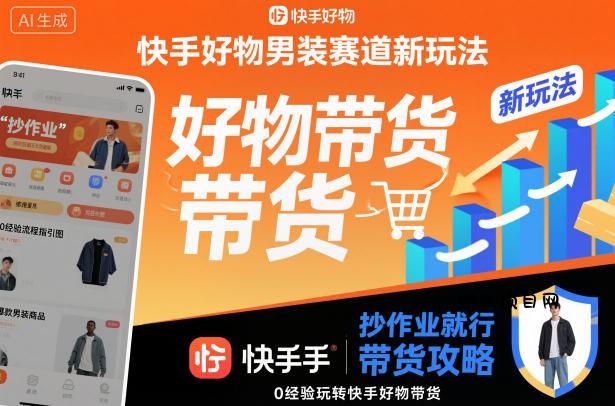 快手好物男装赛道新玩法，抄作业就行，0经验玩转快手好物带货-蜗牛项目网