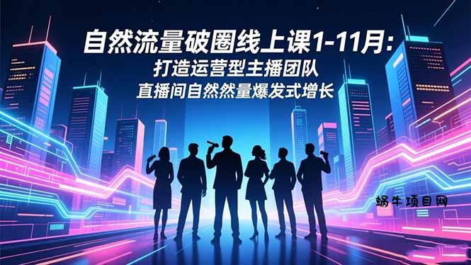 自然流量破圈线上课1-11月：打造运营型主播团队 直播间自然流量爆发式增长-蜗牛项目网