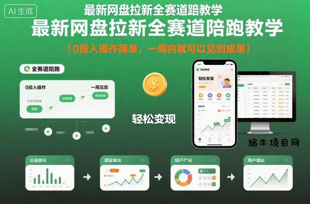 最新网盘拉新全赛道陪跑教学，0投入操作简单，一周内就可以见到成果-蜗牛项目网