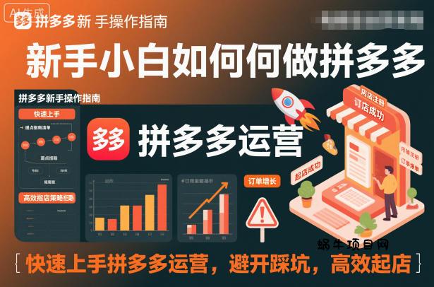 新手小白如何做拼多多，快速上手拼多多运营，避开踩坑，高效起店-蜗牛项目网