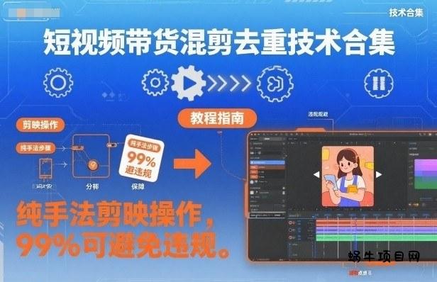 短视频带货混剪去重技术合集,纯手法剪映操作,99%可避免违规-蜗牛项目网