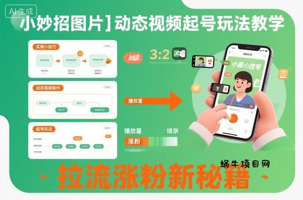 小妙招图片＋动态视频起号玩法教学，拉流涨粉新秘籍-蜗牛项目网
