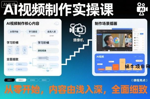 AI视频制作实操课，从零开始，内容由浅入深，全面细致-蜗牛项目网