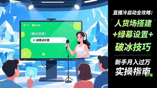 直播冷启动全攻略:人货场搭建+绿幕设置+破冰技巧，新手月入过万实操指南-蜗牛项目网