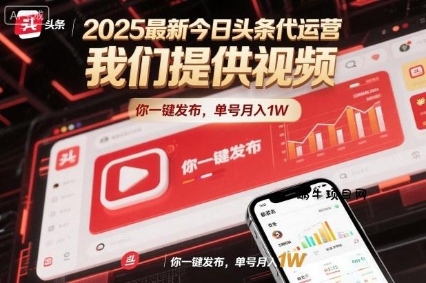 2025最新今日头条代运营，我们提供视频，你一键发布，单号月入1W【揭秘】-蜗牛项目网