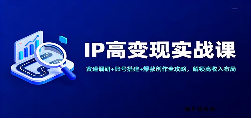 IP高变现实战课：赛道调研+账号搭建+爆款创作全攻略，解锁高收入布局-蜗牛项目网
