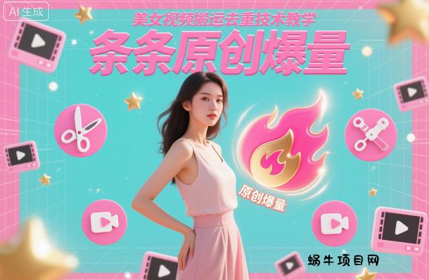 美女视频搬运去重技术教学，条条原创爆量-蜗牛项目网