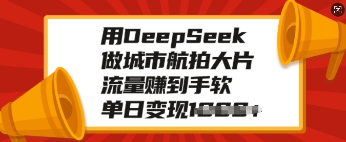 用DeepSeek做城市航拍大片，流量赚到手软，单日变现多张-蜗牛项目网