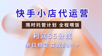 快手小店代运营，限时托管计划，收益55分，单日稳定变现多张【揭秘】-蜗牛项目网