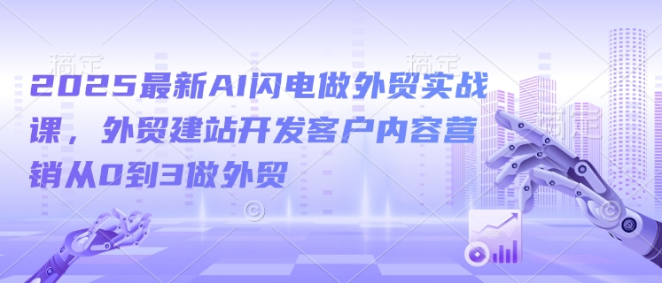 2025最新AI闪电做外贸实战课，外贸建站开发客户内容营销从0到3做外贸-蜗牛项目网