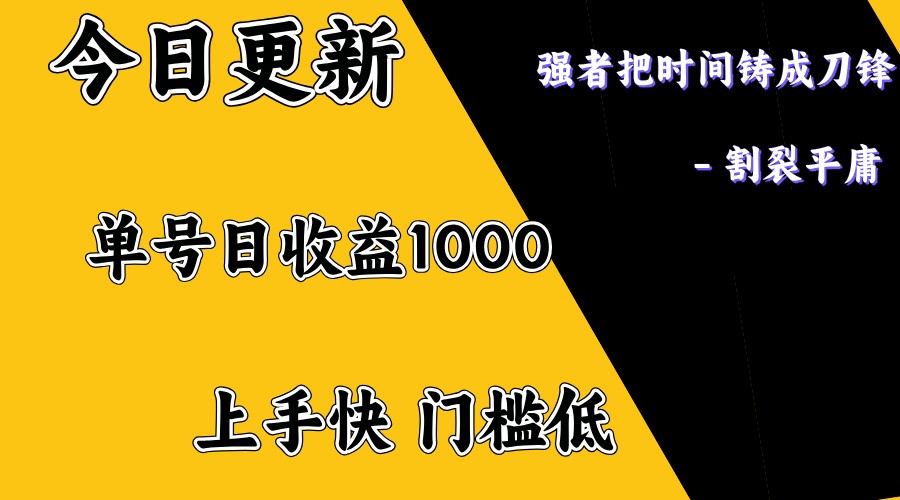 上手一天1000打底，正规项目，懒人勿扰-蜗牛项目网