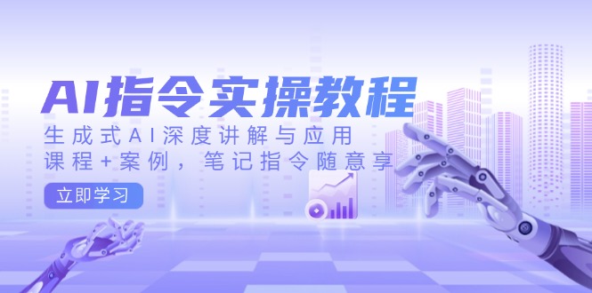 AI指令实操教程，生成式AI深度讲解与应用，课程+案例，笔记指令随意享-蜗牛项目网
