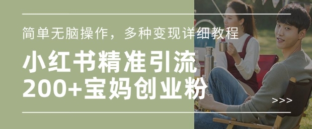 小红书混剪日引200+宝妈创业粉，简单无脑操作，多种变现详细教程-蜗牛项目网