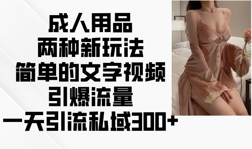 成人用品两种新玩法，简单的文字视频引爆流量，一天引流私域300+-蜗牛项目网