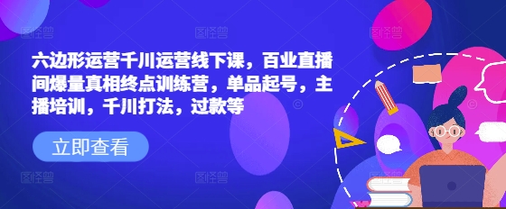 六边形运营千川运营线下课，百业直播间爆量真相终点训练营，单品起号，主播培训，千川打法，过款等-蜗牛项目网