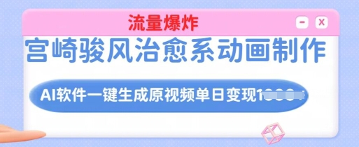 宫崎骏风治愈系动画制作，AI软件一键生成原创视频流量爆炸，单日变现多张，详细实操流程-蜗牛项目网