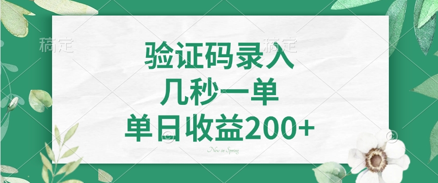 验证码录入，几秒一单，单日收益200+-蜗牛项目网
