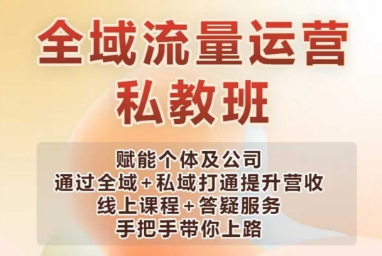 全域流量运营操盘课，赋能个体及公司通过全域+私域打通提升营收-蜗牛项目网