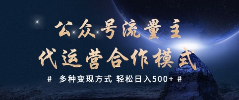 公众号流量主代运营  多种变现方式 轻松日入5张【揭秘】-蜗牛项目网