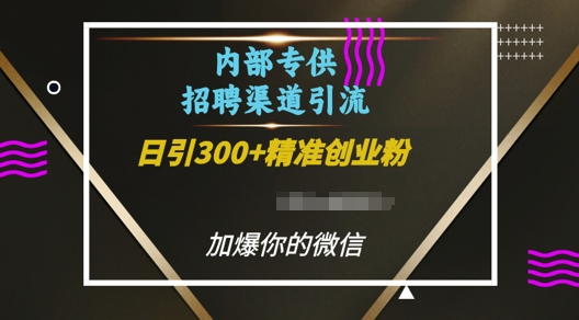 内部招聘渠道日引流300+创业粉，加爆你的微信【揭秘】-蜗牛项目网